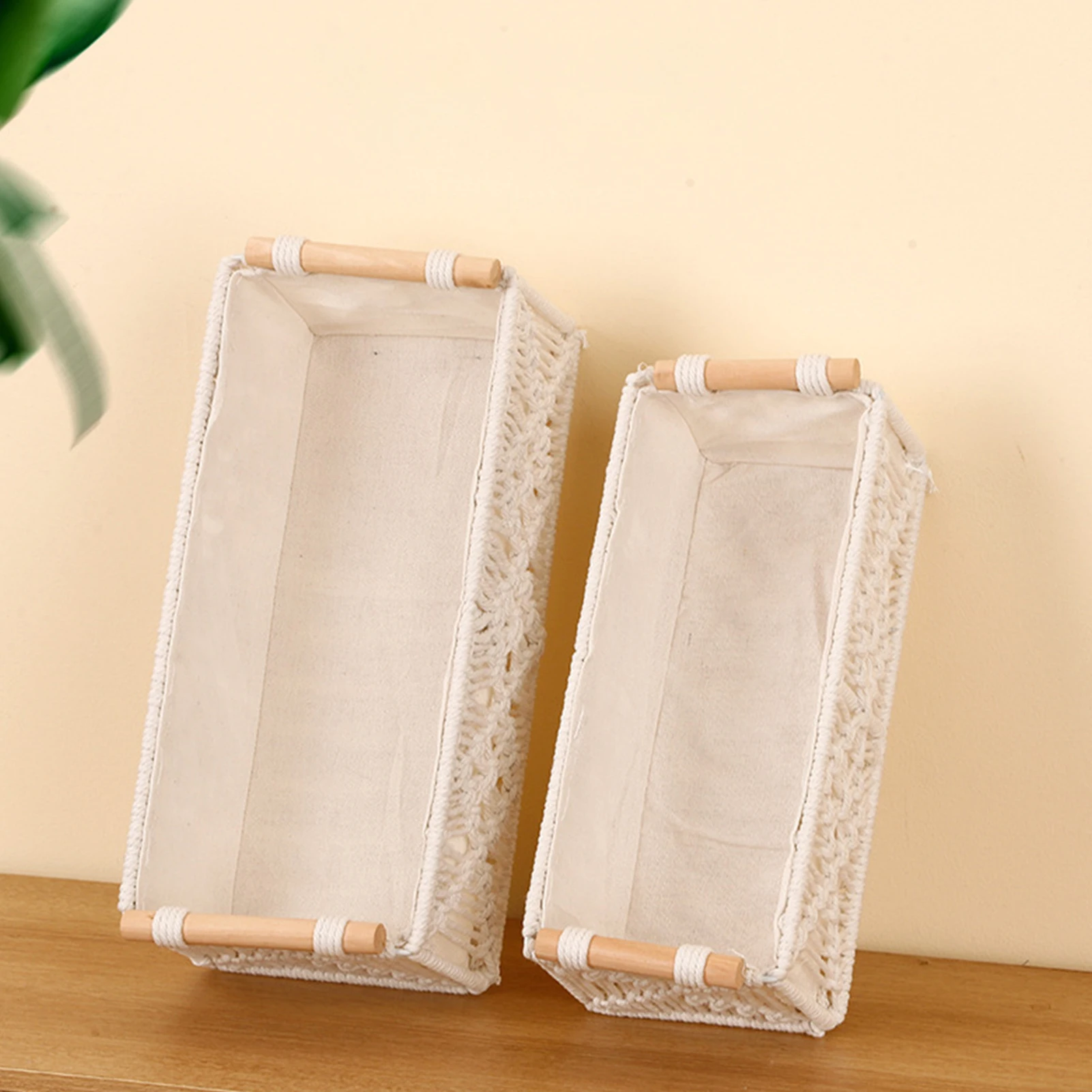 

Nordic Storage Basket Hand Woven Cotton Rope Storage Basket For Clothes Jewelry Hair Accessory Desktop Fabric Storage Box 34cm