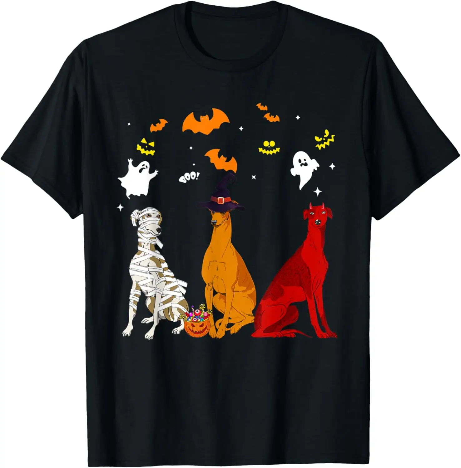 

Halloween whippet Dogs Lovers Mummy Witch Demon Costumes T-Shirt