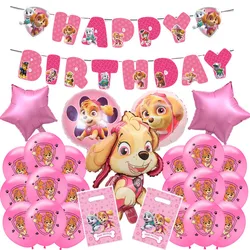 Pink PAW Patrol Skye Balloons Set Girls Birthday Party Decorations Baby Shower Kids Birthday Banner Gift Bag Latex Foil Balloon