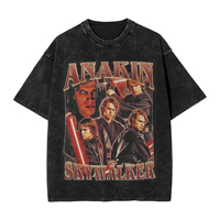 Vintage Washed T Shirts Anakin Skywalker Hip Hop Summer Cotton Men's Women Top Tee Short Sleeve Streetwear Print Top Tee Ins Y2k