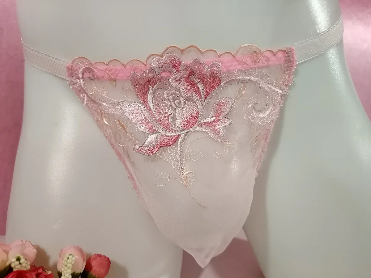 

Man's Embroidery T-Briefs Pink Live Show Dance DJ Club Costumes