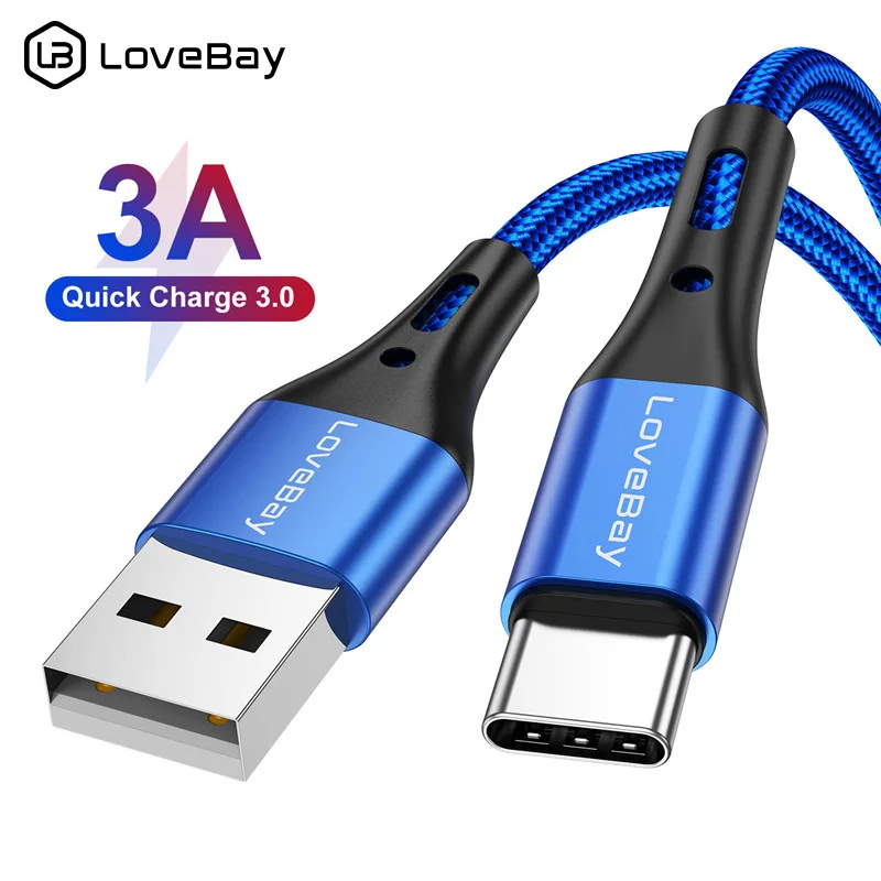 Lovebay-Cable USB tipo C 3A para móvil, Cable de carga rápida para Huawei P30 Pro, Cable de datos Micro USB para Samsung S10 S20 Xiaomi mi 11