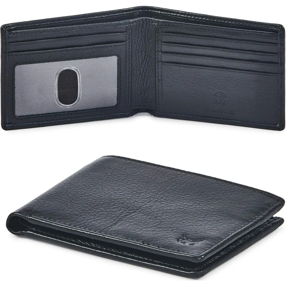 

Mens Bifold Wallet Blocking Slim Minimalist Front Pocket - Thin & Stylish with ID Window in Gift Box