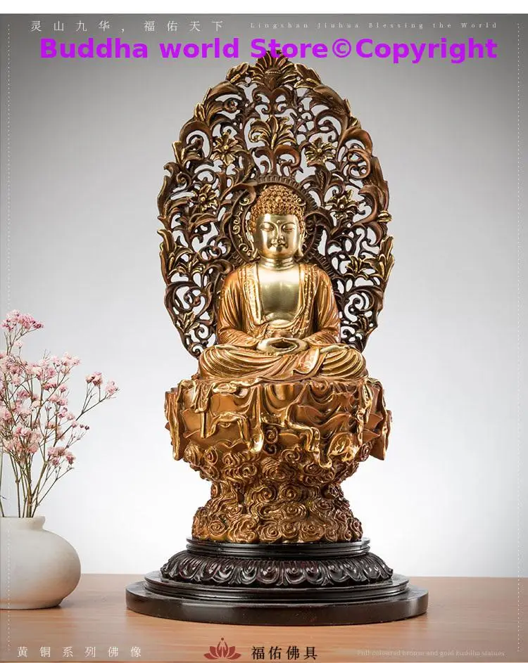 Asia Buddhist high grade Sakyamuni Amitabha Buddha statue HOME Protect family Safe healthy good luck Handmade COPPER Sculpture