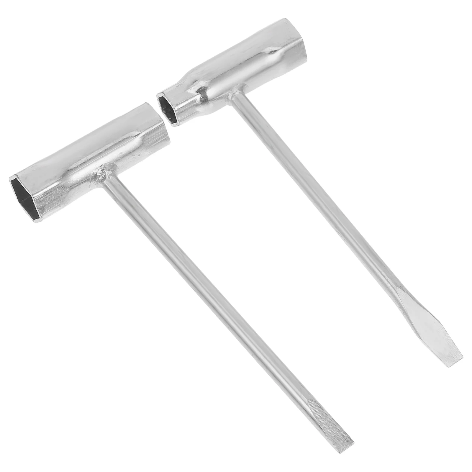 

2 Pcs T-shaped Socket Wrench Spark Plug Tool Silver Scrench Chainsaw Wrenches Splitter for Lawn Mower Steel Thick Barrel