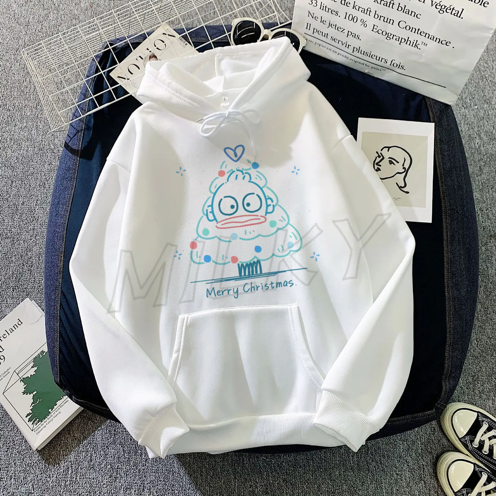 Women's Long Sleeve Hoodies Cinnamoroll Printed Merry Christmas Winter Casual Street Pullover Sweatshirt Women's Clothing