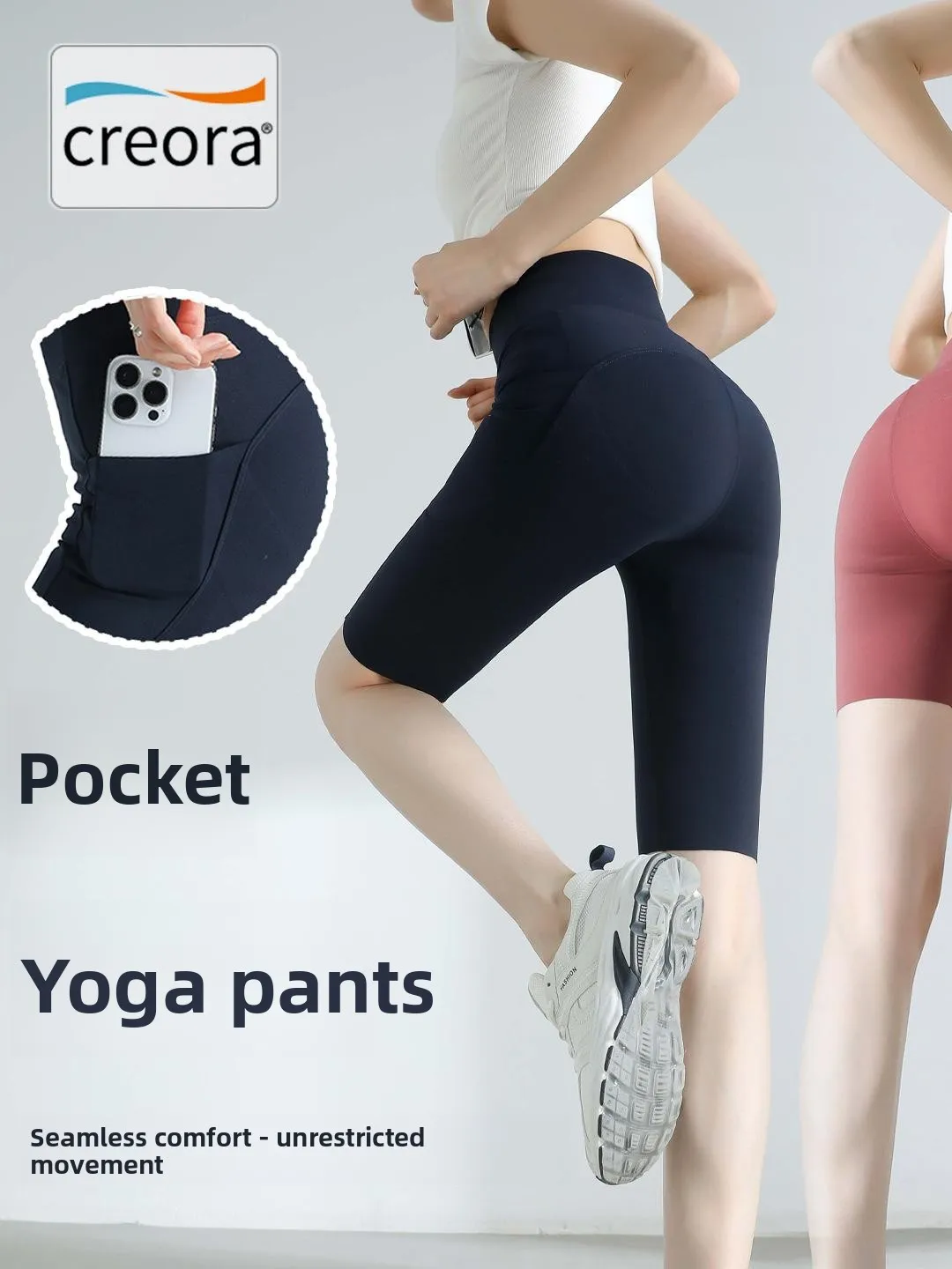 بنطلون يوجا نسائي عالي الخصر من الحرير الصناعي، رقيق وضيق، مناسب لركوب الدراجات، بطول خمسة أرباع، مصنوع من ألياف البوليستر للتنحيف