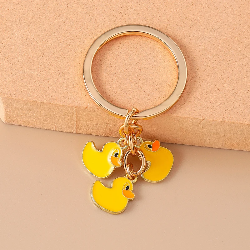 Aihua Cute Enamel Animal Duck Keychain Chicken Key Ring Pendant for Key Holder Women Girls Handbag Decor Handmade Jewelry Gift view 6