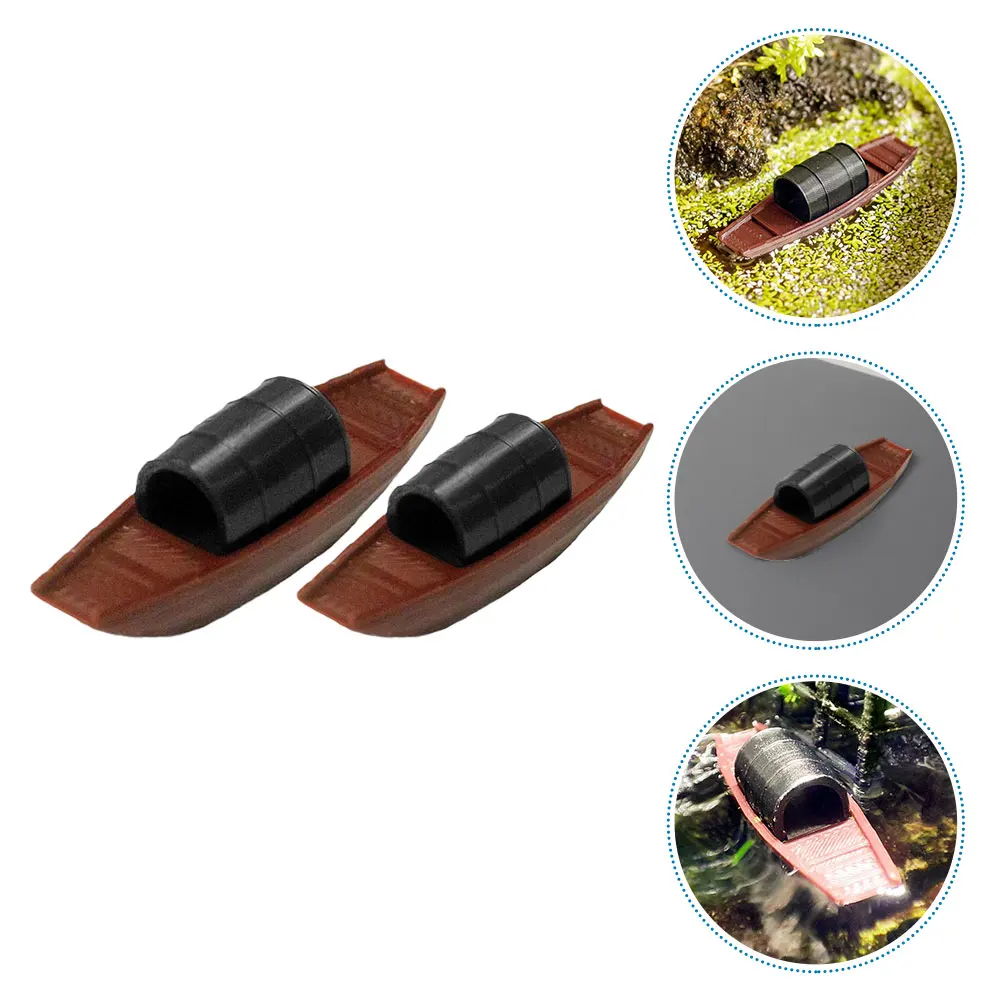 2 Pcs Micro Landscape Ship Model Desktop Sailboat Ornament Dollhouse Scenery Props Aquarium Decorative Light Brown Sailing