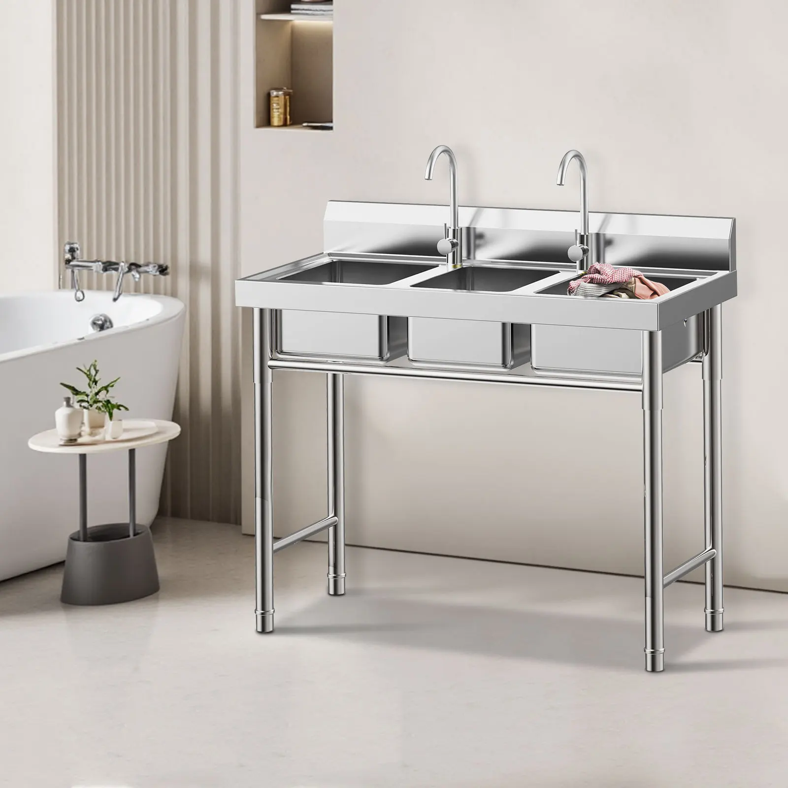 

304 Stainless Steel Commercial Utility Sink, Rust-Resistant for Cooking & Laundry in Commercial Spaces