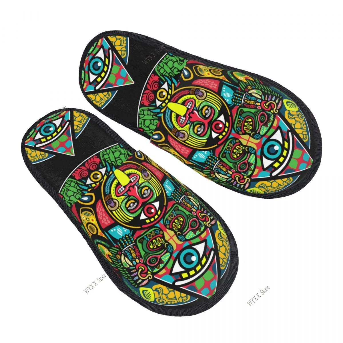 American Aztec Mayan Mexican Home Slippers Winter Warm Plush Slippers For Winter Soft