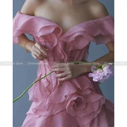 Vietnam niche design new heavy petal ruffles sexy pure desire atmosphere feeling V-neck one-shoulder birthday dress dresses