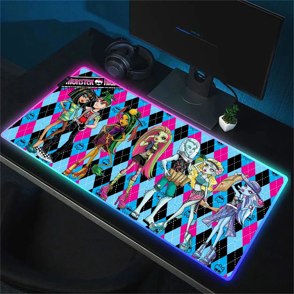 Cartoon M-Monster High H B Mousepad XXL RGB Gaming Mouse Pads HD Black Gamer Accessories Large LED