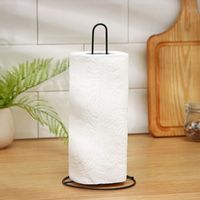Stainless Steel Roll Paper Towel Holder Free Standing Black/Silver Vertical Napkins Rack One-handed Tear Tissue Stand Bathroom