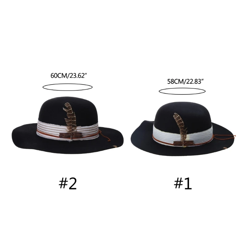 

Cosplay Flat Top Hat Wool Fedora JazzHat Musical Festival Costume Accessories Dropshipping