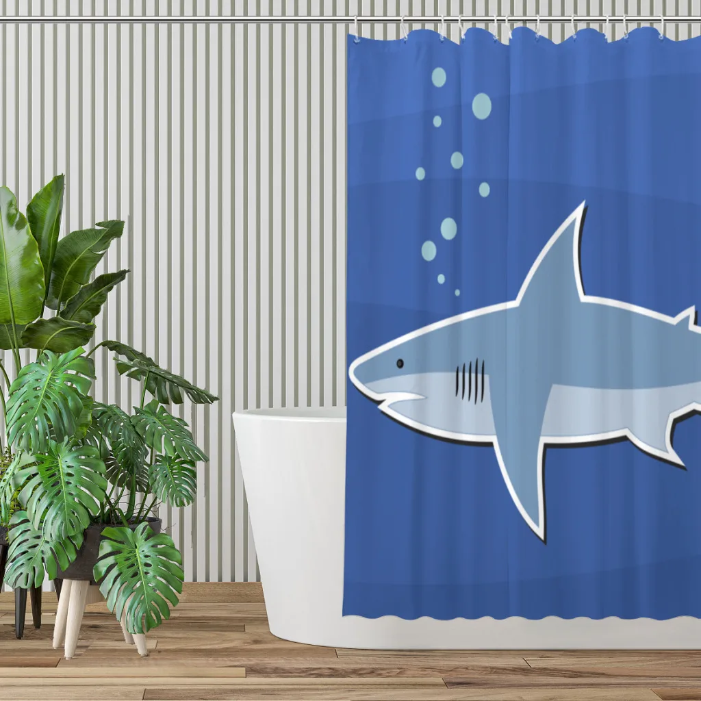 Shark Bathroom Shower Curtains Marine Animals Waterproof Partition Creative Home Decor Bathroom Accessories