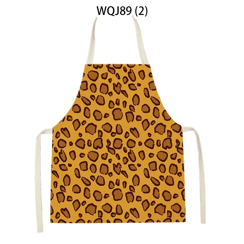 Custom Apron Leopard Print Sleeveless Apron Home Cooking Baking Kitchen Linen Apron Nail Salon Coffee Shop Cleaning Accessories