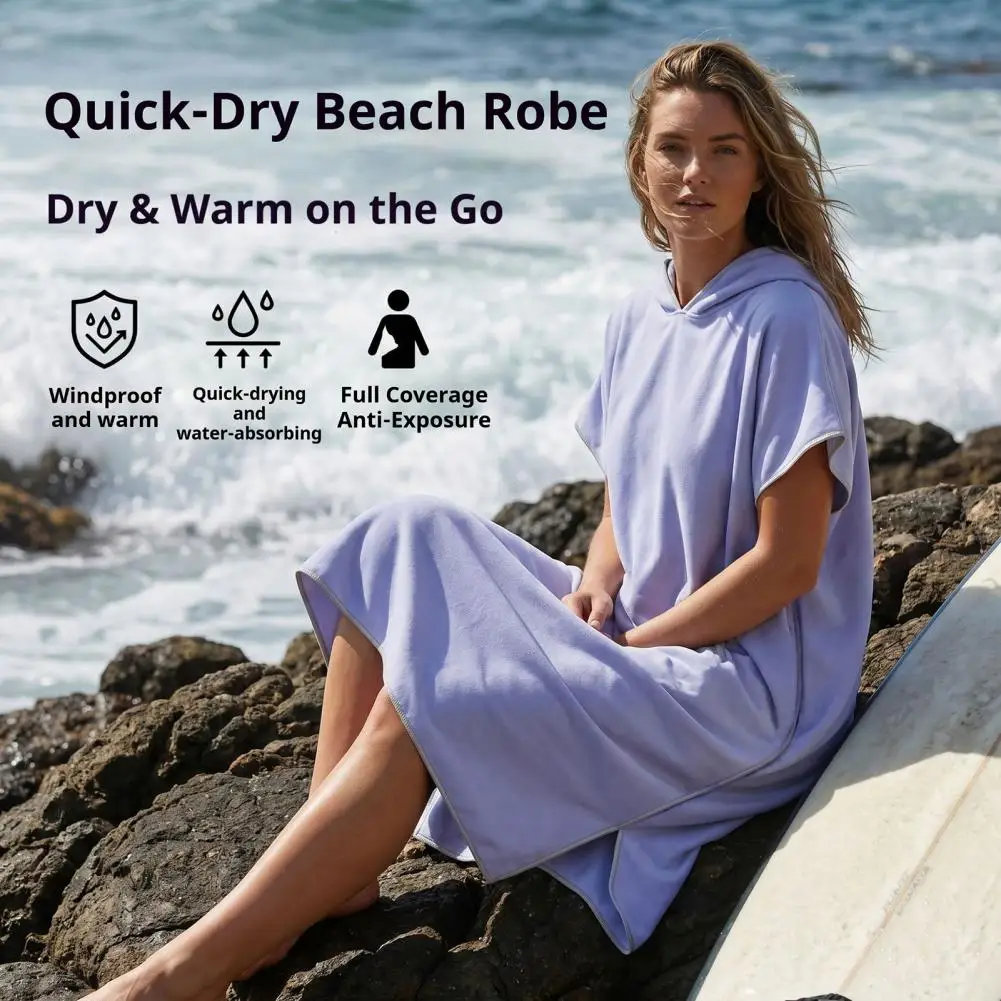 Changing Robe for Beach Microfiber Hooded Beach Towel Microfiber Surf Poncho Towel Soft Fleece Bath Wrap Beach Poncho