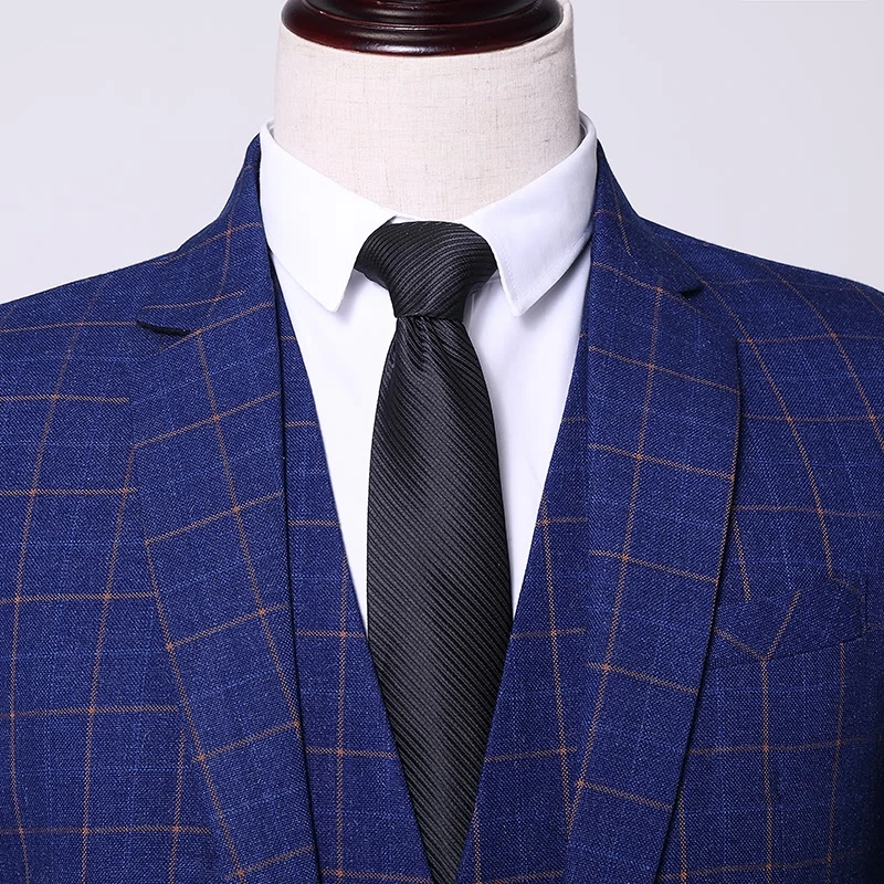Traje de negocios a cuadros de 3 colores de alta calidad (traje + chaleco + pantalones), conjunto informal atractivo de tres piezas a la moda para hombre, M-5XL 2024