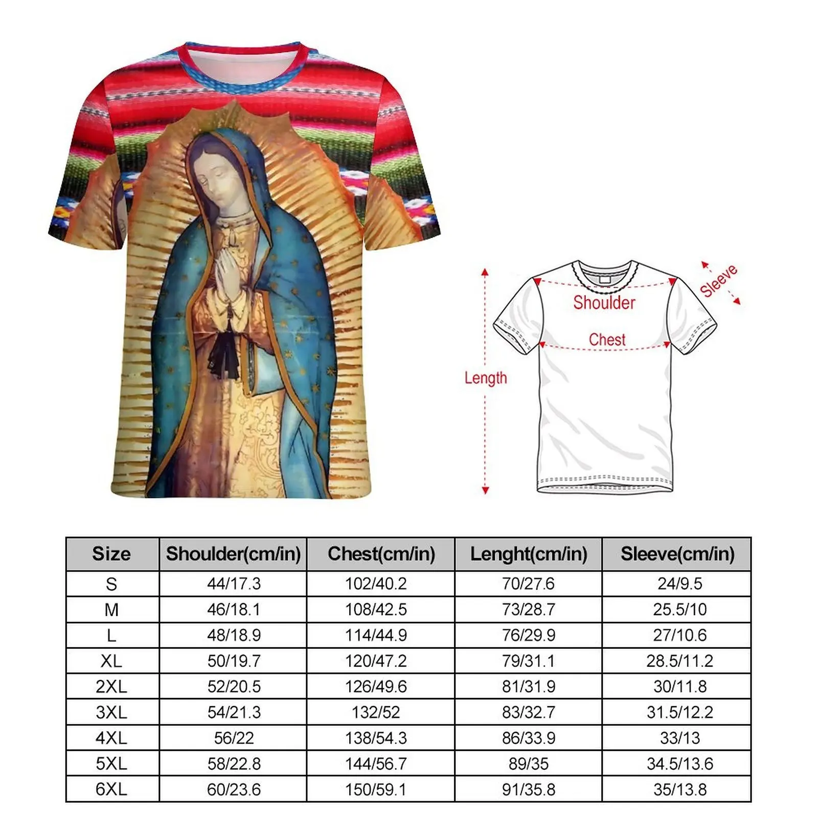 Man Our Lady of Guadalupe T Shirt Virgin Mary Catholic Vintage T Shirts Short-Sleeved Tops Summer Basic Oversized Clothes