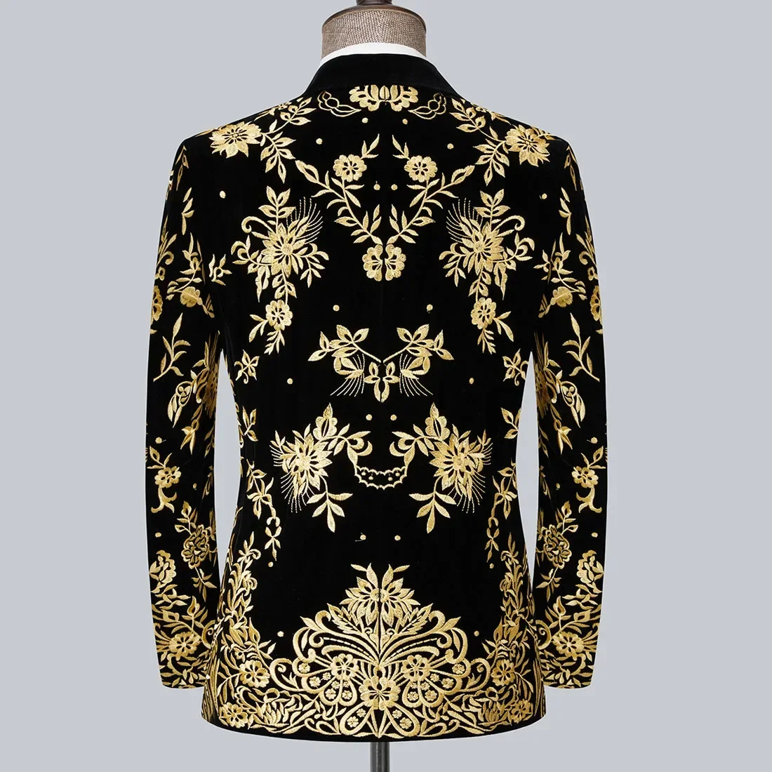 Luxo dourado Appliqued Blazer para homens, noivo melhor homem, elegante masculino noivo negócios desgaste do trabalho, senhora do escritório casaco, vestido de baile