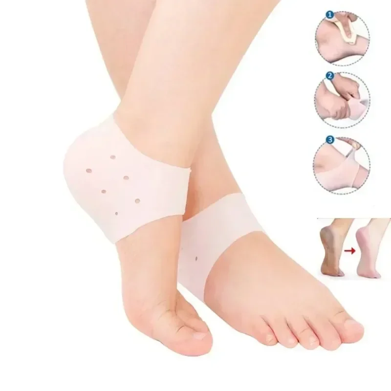 Silicone Heel Protector Men Women Relief Plantar Fasciitis Inserts Heel Pads Moisturizing Relief for Blister Cracked Foot Care