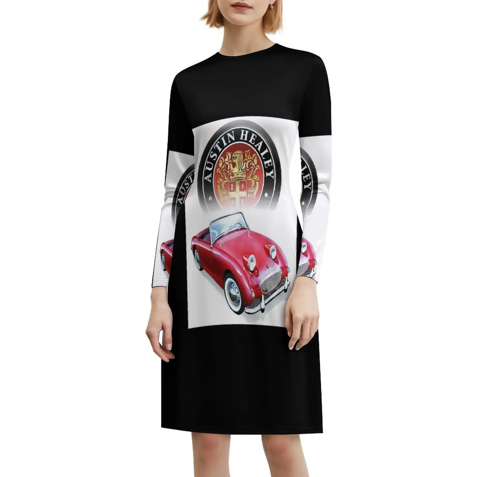 فستان كاجوال على الطراز الكوري من Austin Healey-Sprite للنساء فساتين مكتب يومية بسيطة للسيدات من Austin Healey Back Automobile British #6