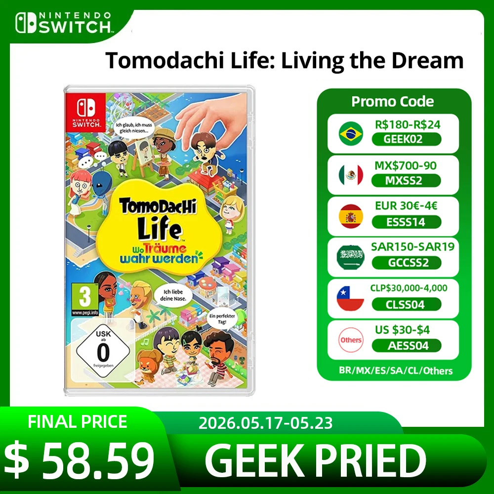 Ofertas de Juegos para Nintendo Switch - Tomodachi Life ™   Living the Dream - Juegos con Soporte para Tarjetas Físicas, Modo TV, de Mesa y Portátil