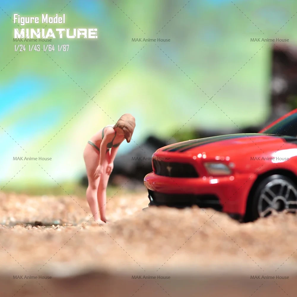 Maillot de bain sexy de plage de bord de mer, modèle non peint, scène de maison, jouet de voiture, figurine MiniIndic 1/64, 1/43, 1/87, 1/24
