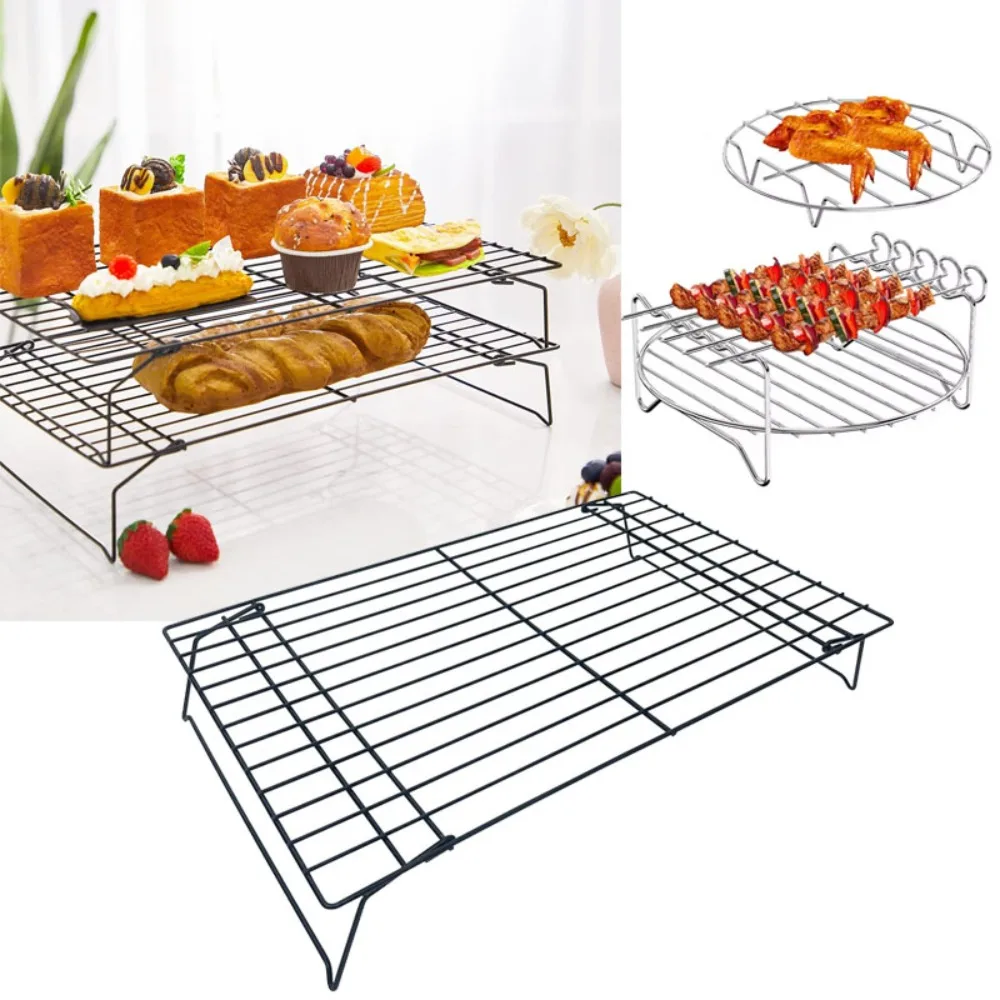 Stainless Steel Bread Cake Cooling Rack Carbon Steel Baking Tray Pizza Mold Air Fryer BBQ Steamer Roasting Kitchen Accessories