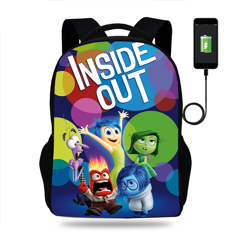 

Disney Inside Out Backpack Boy Girl School Bags Children Teenager USB Charging Daily Travel Backpack Mochila