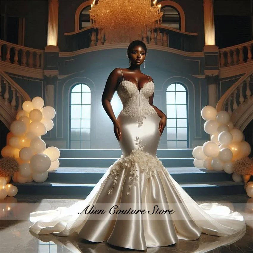 Abito da sposa a sirena 2025 cinghie Abito da sposa di lusso con applicazioni di perline Robe De Mariee Vestido De Novia personalizzato