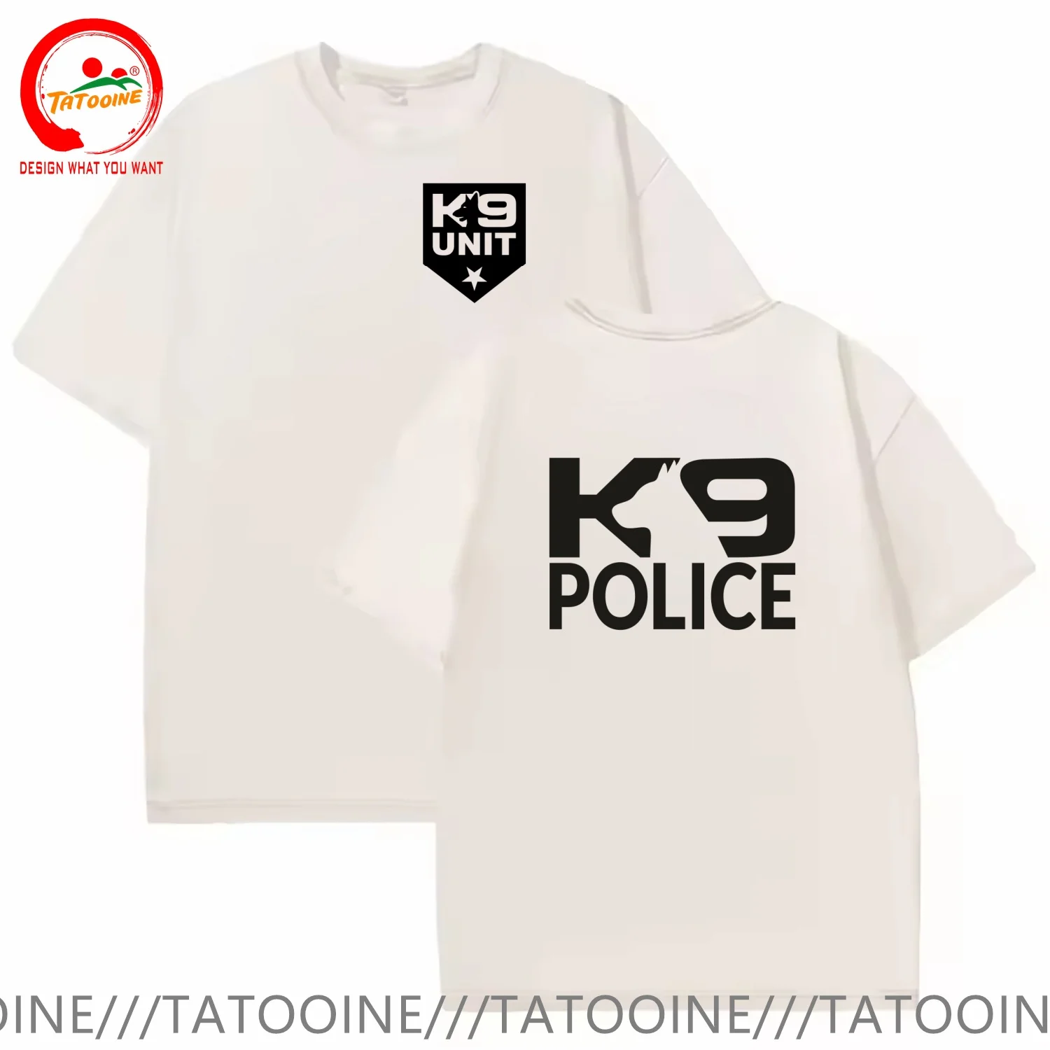 Vintage Washed Cotton T-Shirt Funny Designer Germany Dog K-9 T Shirt Men Fashion Trendy Casual Clothing Stylish Tops