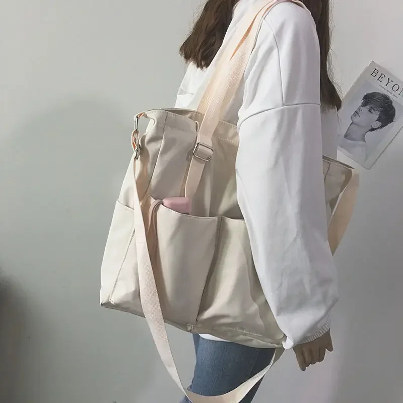 Waterproof Bag Large Capacity Canvas Bag Female Messenger Korean Student Harajuku Japanese One-shoulder Large Bag Tote Bag