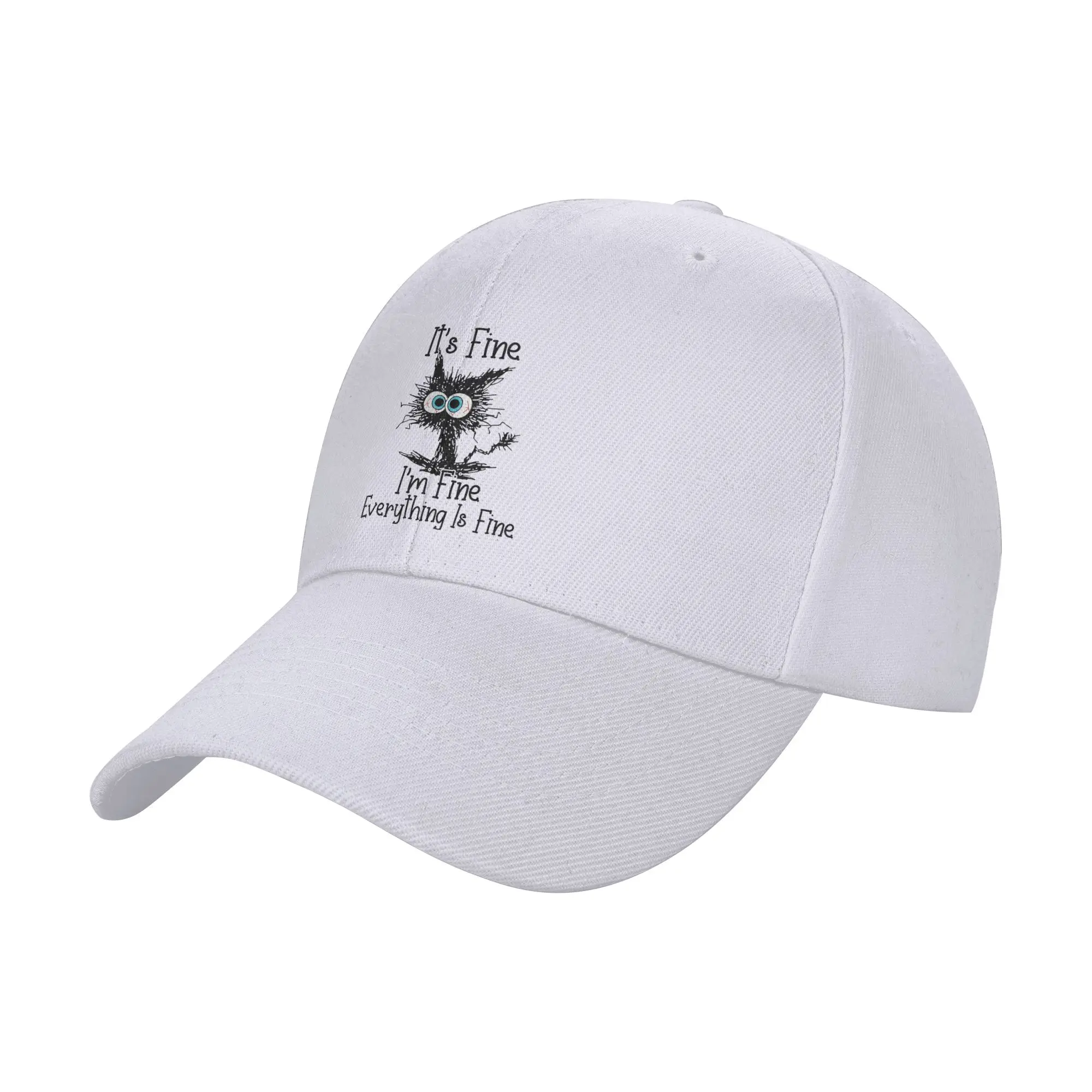 Fashion It s Fine I m Fine Everything Is Fine Funny cat Curved Brim Baseball Cap Mountaineering Sun Visor Hat