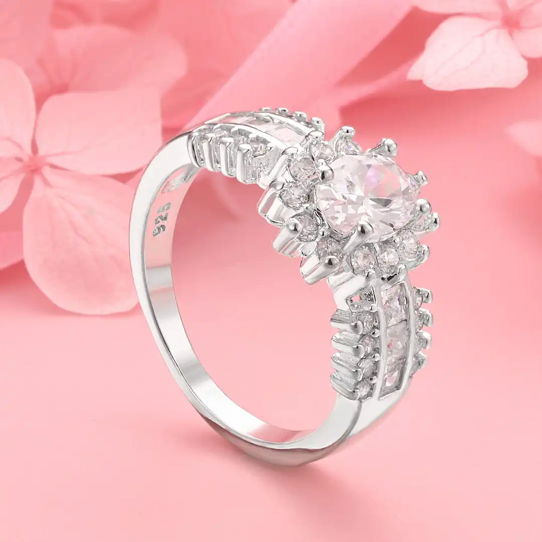 1pcs 925 Sterling Silver 7-10# Exquisite Zircon Ring Fashion Women's Party Engagement Jewelry Wedding Accessories