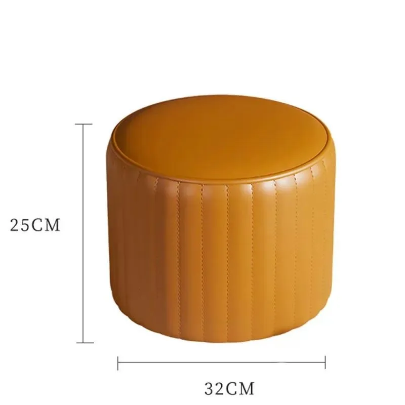 9.84 Inch Leather Soft Seat Shoe Changing Stool Solid Wood Frame European Design Portable Durable for Bedroom Entrance