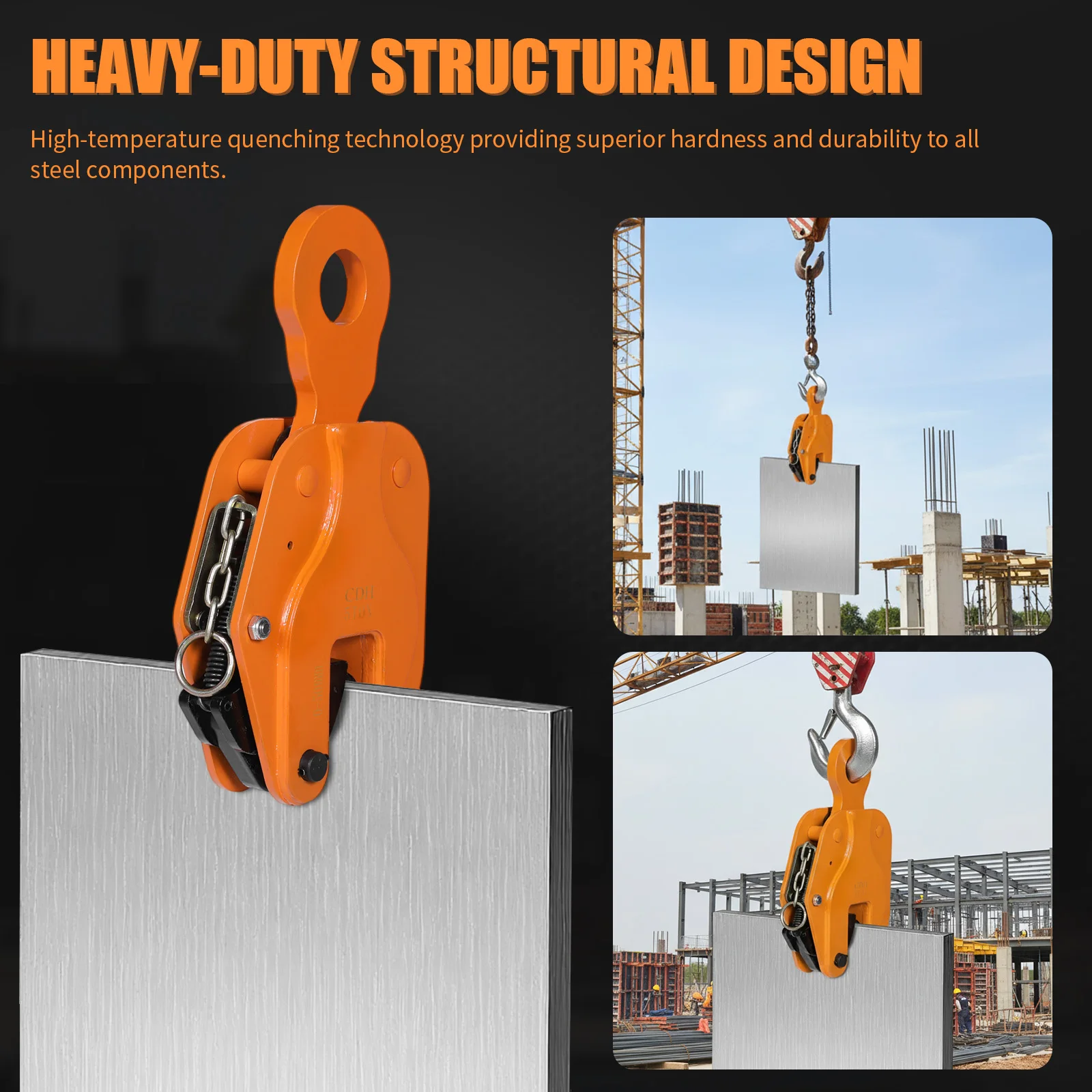 

Adjustable Thicken Loading Hook Wear Resist Vertical Lifters Alloy Plate Tongs Anti-Slip for Industry Crane Home Business