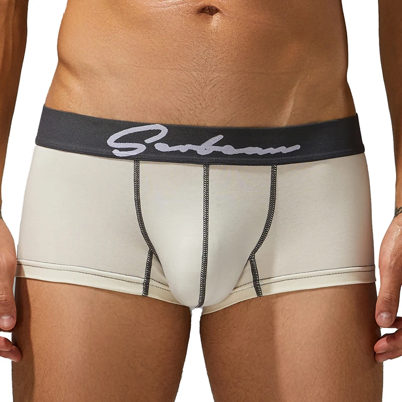 SEOBEAN Men's Low-Rise Cotton Boxer Briefs Underwear Sexy Trunk Design Comfortable Breathable Casual Pants for Daily Wear