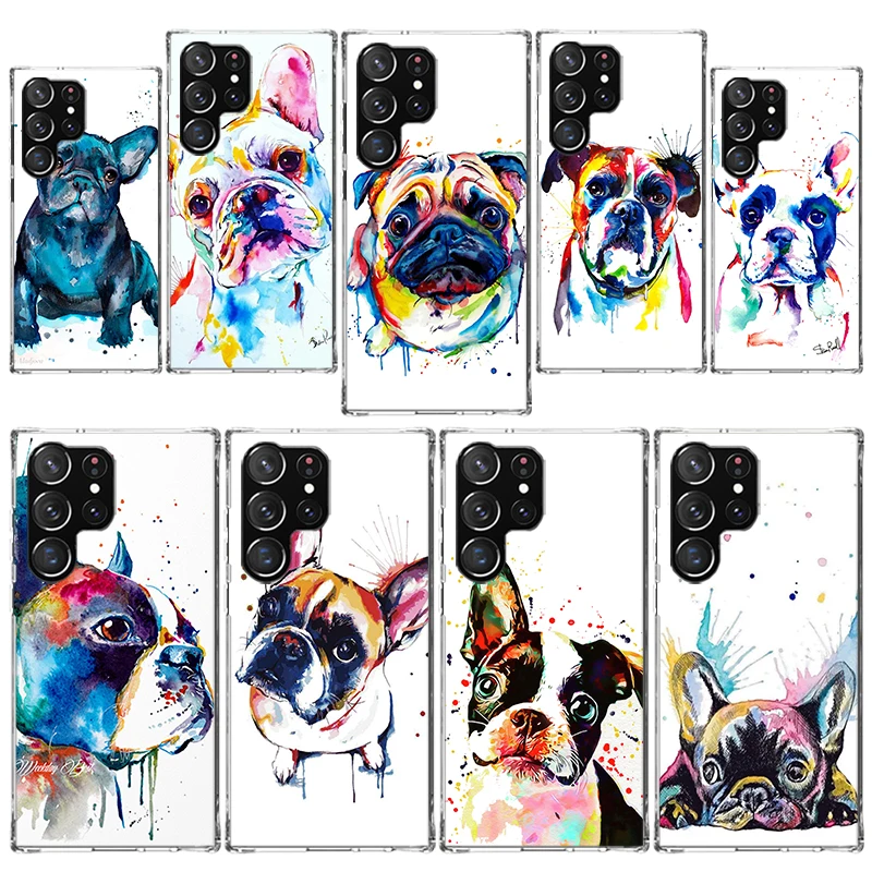 Funda de teléfono Bulldog Francés perro Pug para Samsung Galaxy Note 20 Ultra 10 Pro 9 8 S10 Lite S9 Plus S8 + S7 Edge suave Shockproo