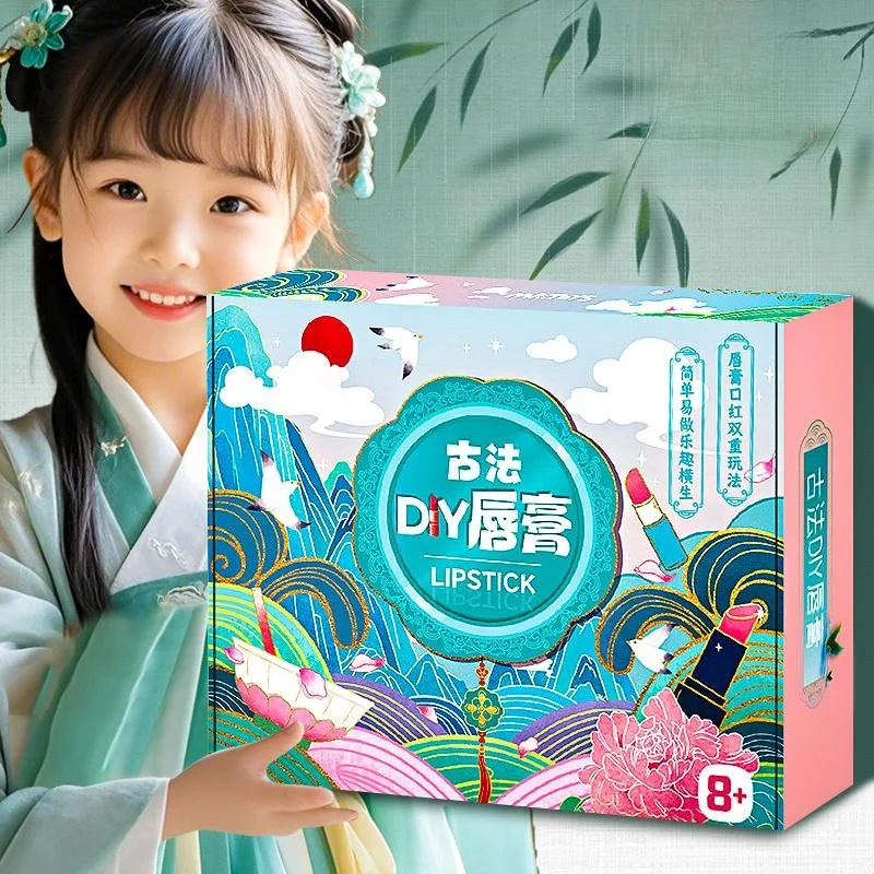 children's-diy-handcraft-materials-kit-lipstick-cosmetic-gift-box-girls-toy-primary-school-students-intangible-cultural-heritage