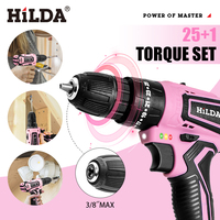 HILDA 21V Pink Drill Cloth Bag Set with Accessories and Two Batteries Suitable for DIY Home Decoration