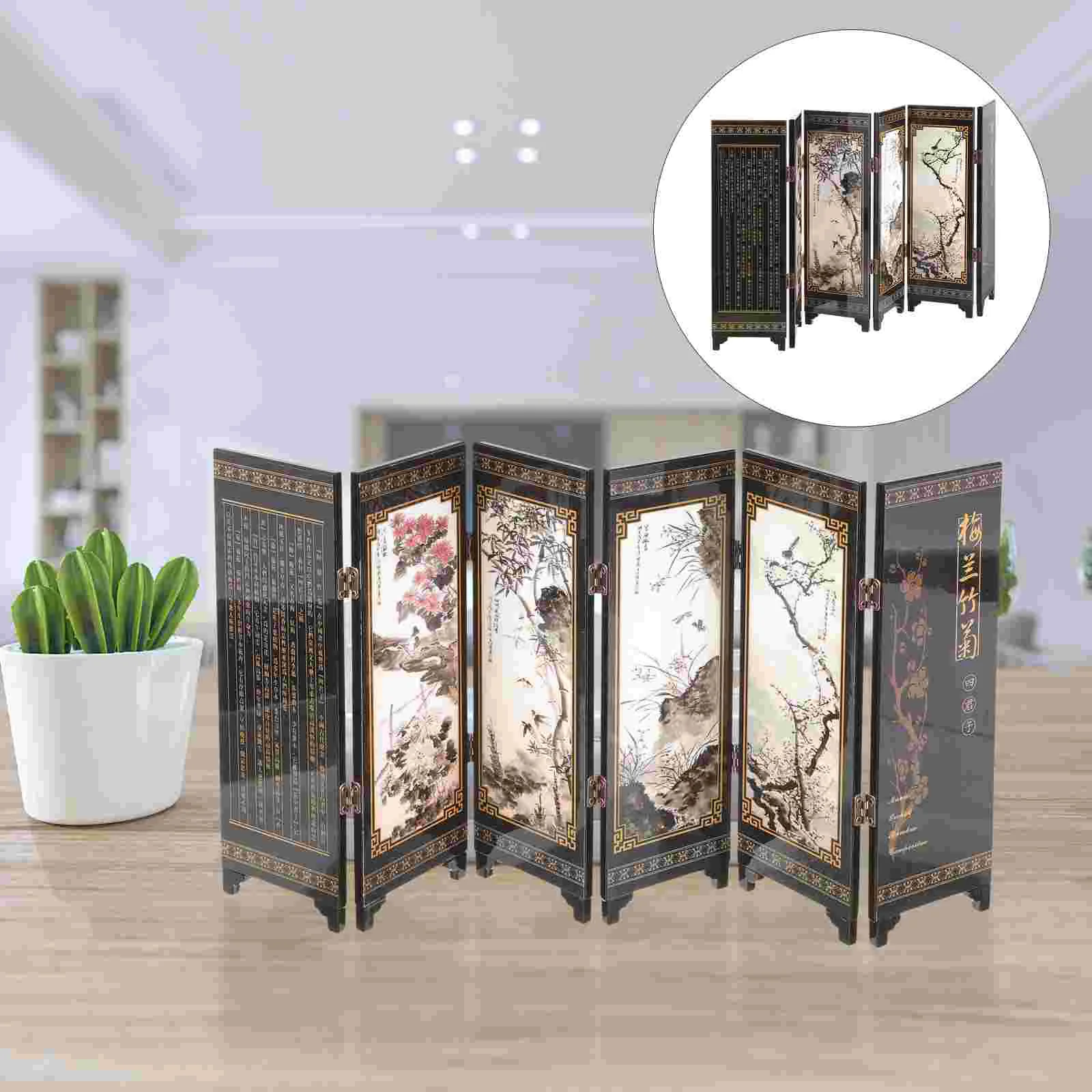 Folding Screen Decorative Ornaments Divider Wall Wooden Separators Home