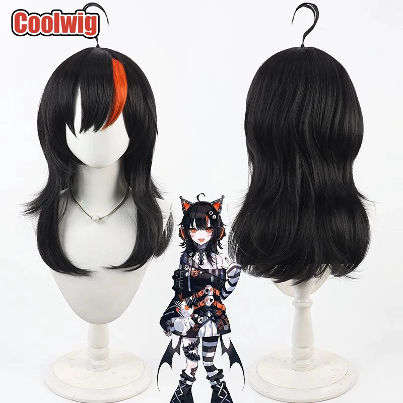 Coolwig Synthetic Hair Sawatari Koko Cosplay Wigs Magical Girl Witch Trials Sawatari Koko 55cmBlack Mixed Red Wig Heat Resistant