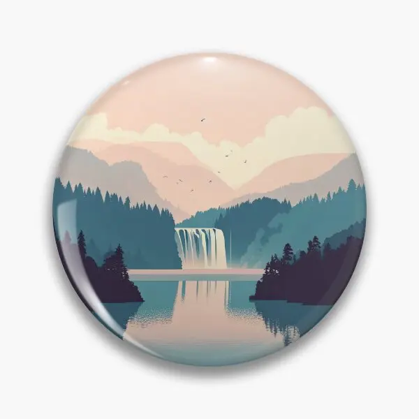 

Plitvice Lakes Minimalism Art Style Soft Button Pin Cute Gift Clothes Funny Women Creative Badge Lapel Pin Lover Decor Metal
