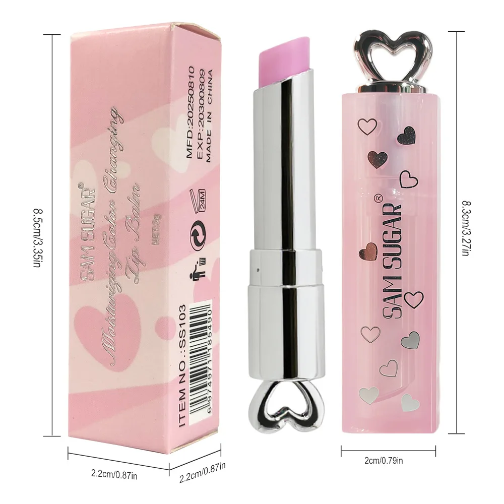 ハート型リップバーム 温度活性化カラーチェンジ 保湿フォーミュラ 乾燥防止 唇の荒れ修復 冬のケア