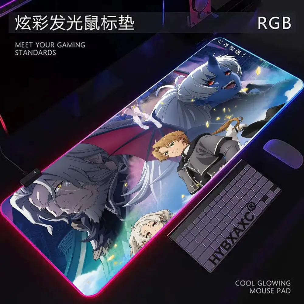 

RGB LED HD M-Mushoku Tensei Mouse Pad Professional Gaming Mouse Pad Waterproof Non-Skid Keyboard Mat Big Size Desk Pad XAXC