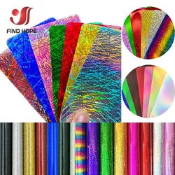 50x30cm Glitter Laser Metallic Rainbow Sequins Stripe Patterns Heat Transfer Vinyl Iron on T-shirts HTV Cut Film For Clothing