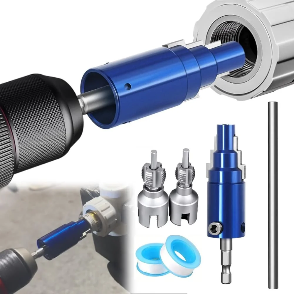 Multipurpose 2in1 Pipe Threading Tool for Drills with Internal External Thread Capability for Home and Sites Multipurpose