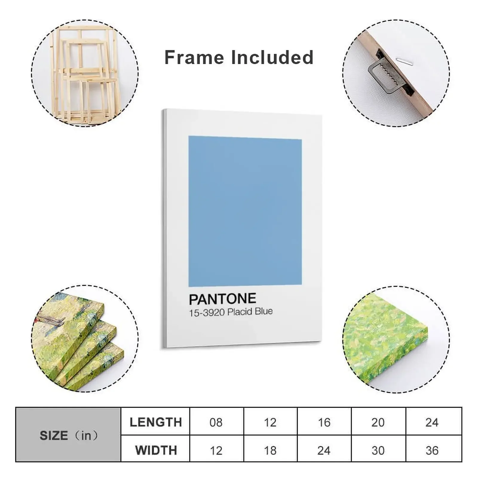 Pantone Placid Blue Canvas Painting living room decoration poster aesthetic art